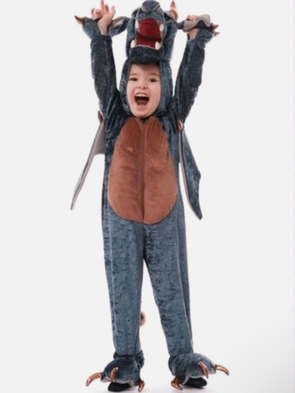 FAO Schwarz Blue Fantasy Dragon Costume Realistic Theater Reenactment DressUp 4T